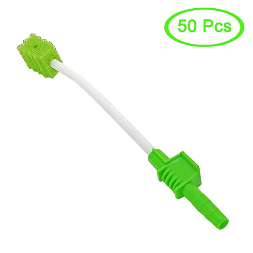 Disposable Patient Oral Swab,Suction Swab, ICU Suction Device Sponge Swab,Oral Cleaning Swab for Unconscious Patient (Green 50 counts)