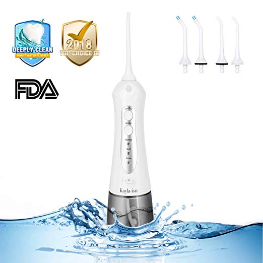 Cordless Water Flosser –Professional Oral Irrigator with 4 Jet Tips (Included 2 Plaque Remover Tips) for Teeth Cleaning, Rechargeable Portable Water Flosser with 3 Mode for Braces,Implants,Crowns