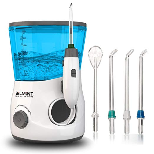 Dental Water Flosser with 3 Interchangeable Nozzles for Deep Cleaning Between Teeth, Gumline, Braces and Bridges, Includes BONUS Tongue Scraper, 600ml Capacity