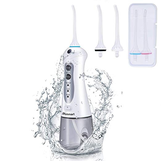 Blusmart Cordless Water Flosser Oral Irrigator Professional Dental Water Floss Rechargeable Flossing IPX7 Waterproof with 4 Jet Tips For Braces and Teeth Whitening,Travel and Home Use