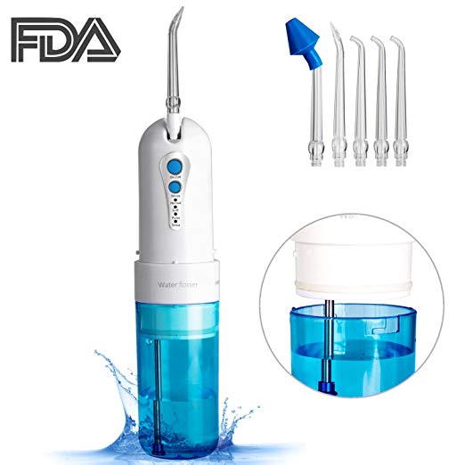 Water Flosser Cordless Oral Irrigator - Euph Professional Portable and Rechargable Dental Gum Flosser Waterproof 4 Modes Water Flossing With 5 Replacement Nozzles For Braces and Teeth Whitening