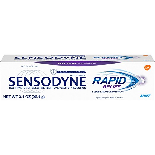 Sensodyne Rapid Relief Sensitivity Toothpaste for Sensitive Teeth, Mint, 3.4 Ounce (Pack of 12)