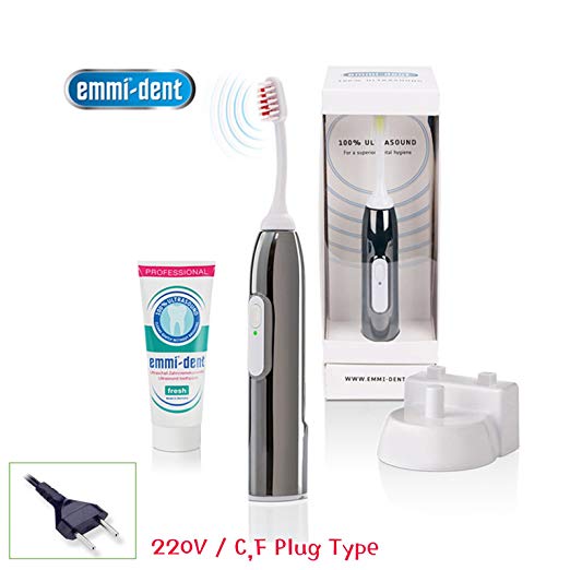 NEW Emmi-dent Chrome Electric Toothbrush Ultrasound Clean Brighten (Gray)