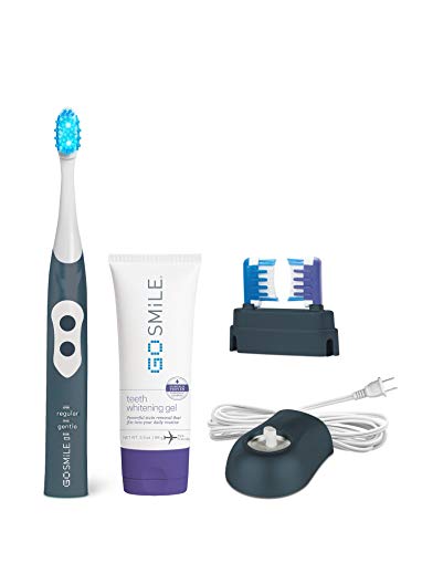 Go Smile Premium 2-In-1 Teeth Whitening System: Electric Tooth Brush+Teeth Whitening Gel For Healthier & Brighter Teeth | Instant Results, Safe On Dental Work, Crowns, Veneers, Bonding+More (Graphite)