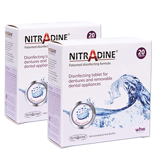 Nitradine 2 X Denture Seniors Tablets - 2 Boxes, 40 Tablets For Cleaning & Disinfecting 20 Weeks Supply