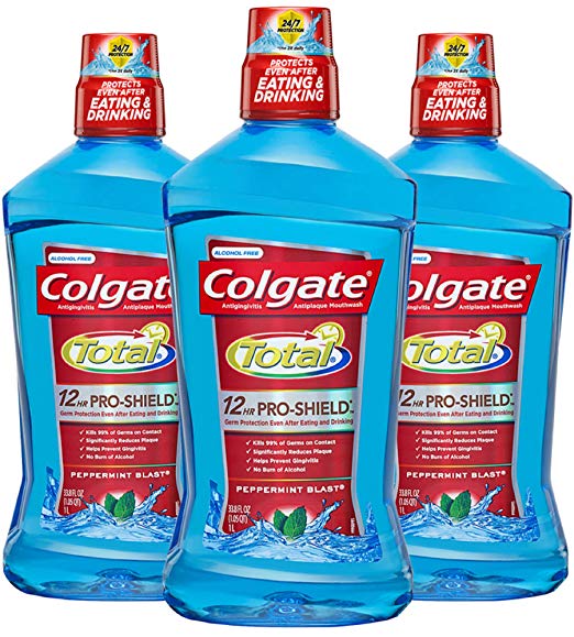 Colgate Total Pro-Shield Mouthwash, Peppermint - 1L, 33.8 fluid ounce (3 pack)