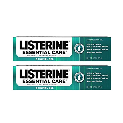 Listerine Essential Care Original Gel Fluoride Toothpaste, Prevents Bad Breath and Cavities, Powerful Mint Flavor for Fresh Oral Care, 4.2 oz (Pack of 6)