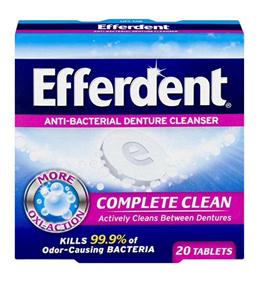 Efferdent Anti-Bacterial Denture Cleansers | 20 tablets | Pack of 12 | Actively Cleans Between Dentures | Packaging May Vary