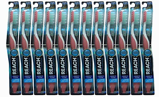 Reach Toothbrushes Fresh & Clean Medium, Assorted Colors (Pack of 12)