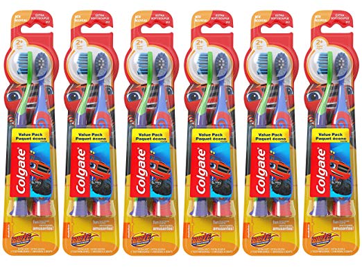 Colgate Kids Soft Toothbrush with Suction Cup, Blaze Value Pack - 2 Count (6 Pack)