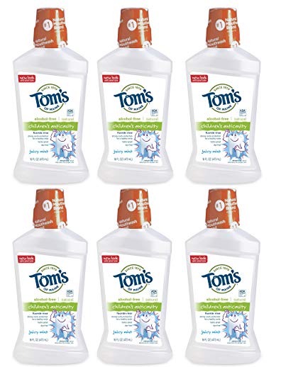 Tom's of Maine Children's Anticavity Fluoride Rinse, Juicy Mint, 16 Ounce ( Pack of 6 )