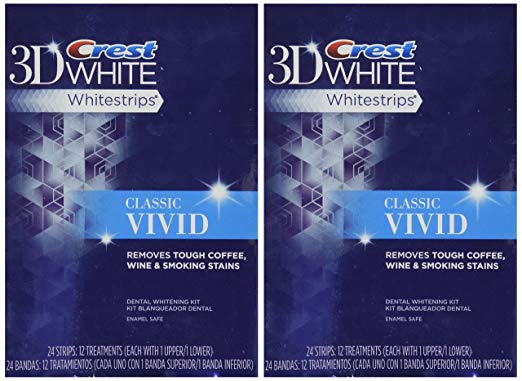 Crest 3D Whitestrips Classic Vivid Teeth Whitening Kit, 12 Count (Pack of 2)