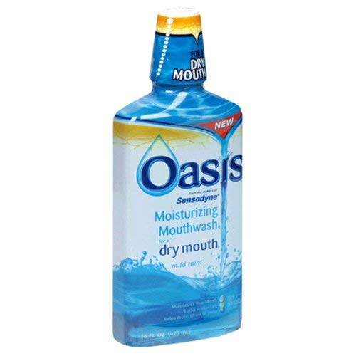 Oasis Moisturizing Mouthwash, For A Dry Mouth, Mild Mint, 16 Fl oz (473 ml) (Pack of 3)