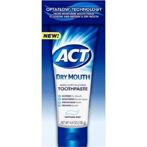 Act Dry Mouth Anticavity Fluoride Toothpaste, Soothing Mint, 4.6 Oz Pack of 6