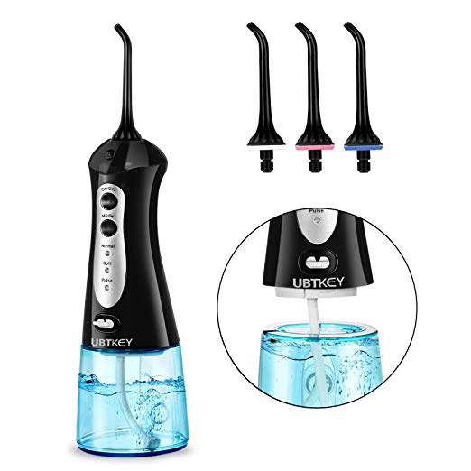 Electric Water Flosser Oral Irrigator Cordless Charger Nozzle Flossers 220V 4 Jet Tips Parts for Teeth IPX7 200ML FDA UBTKEY (water flosser)