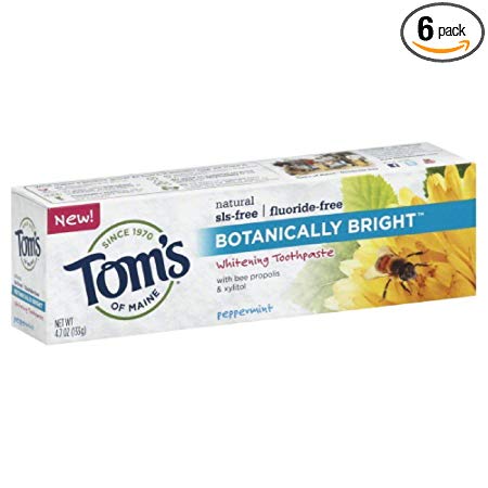 Tom's Of Maine Botanically Bright Whitening Toothpaste Peppermint 4.7 Oz (pack of 6)