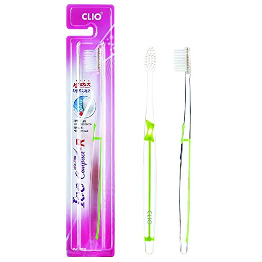 CLIO ICE COMPACT-R, Ultra Soft Toothbrush with Tapered and Rounded Bristle, Deep Clean - 6 Pack (Colors Vary - Random Selection)