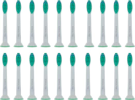 Soniultra 20 Pack Replacement for ProResults Toothbrush Heads for HX6014/39 Philips Sonicare Compatible for Model Electric Head plaque control gum DiamondClean FlexCare HealthyWhite Electronic Brush