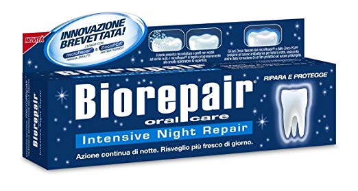 4pcs Biorepair - Intensive Night Repair Toothpaste 75 Ml Mineralize Enamel Protection Plague Fill Holes Gradually Microparticle Repairs Protect Tooth Enamel Helping to Prevent Repair Decay