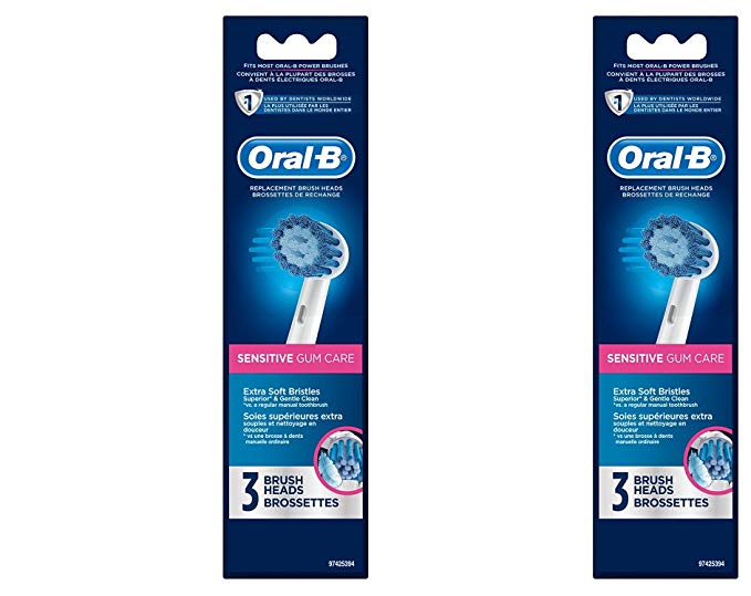 Oral-B Professional Sensitive Gum Care Replacement Brush Head iaxIai, 2 Pack (3 Brush Heads)