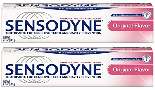 Sensodyne Toothpaste for Sensitive Teeth and Cavity Prevention, Maximum Strength, Original Flavor, 4-Ounce Tubes (Pack of 2)