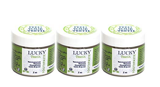 Lucky Teeth Organic Toothpaste-all Natural, Remineralizes and Fortifies Teeth and Gums. (2 oz 3 Pack)