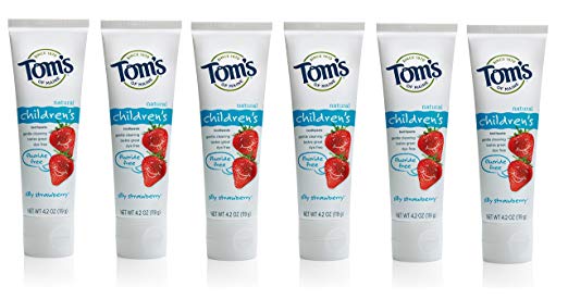 Tom's of Maine Fluoride Free Children's Toothpaste, Silly Strawberry, 4.2 Ounce (Pack of 6)