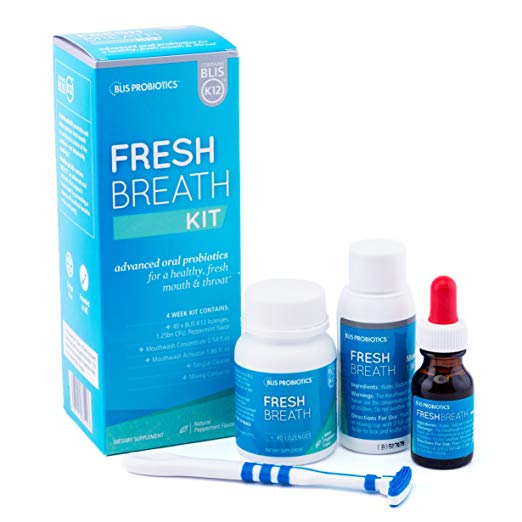 BLIS FreshBreath Kit with Potent BLIS K12, Targets The Source of Bad Breath, Clinically Proven Oral Probiotic Treatment Kit for Halitosis, Superior to Pills, Mouthwash & Sprays, 1 Month Supply