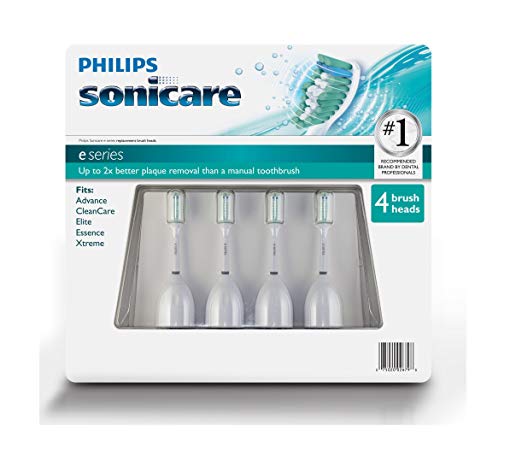 Philips Sonicare E-Series Replacement Brush Heads - 4 pack (Fit Advance, CleanCare, Elite, Essence, Xtreme)