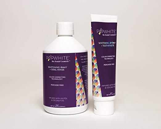 POPWHITE Whitening Primer Toothpaste and Whitening Toner Oral Rinse