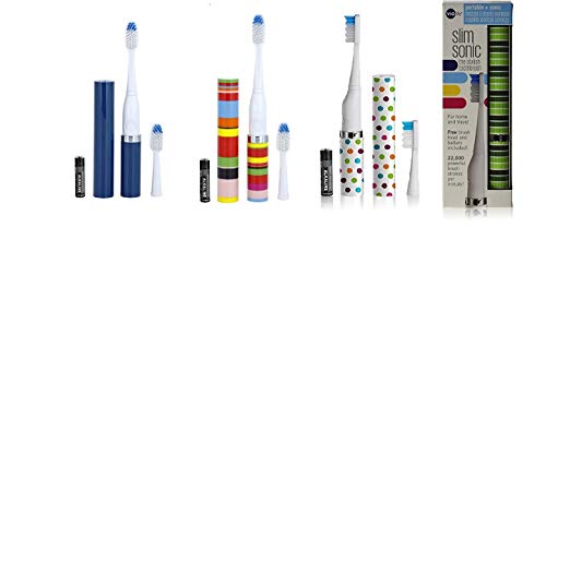 Violife Slim Portable + Sonic Toothbrush Set, Designs As Pictured, 4 Count, Ocean, Candy Stripe, Spearmint, Confetti