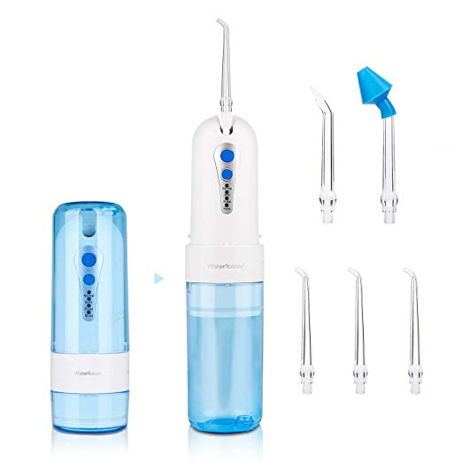 AMZNEVO Cordless Water Flosser for Teeth, Best Electric toothpicks With 4 Jet Tips Plus 1 Nasal Aspirator Nozzle, 4 Modes Portable Dental Floss Pick System, Waterproof And FDA Approved